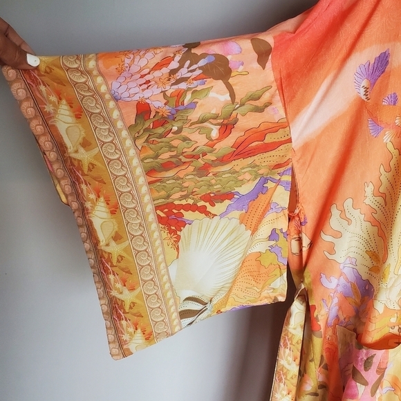 Mermaid Gypsy Madison Boho Floral Kimono Duster Robe - Picture 8 of 13